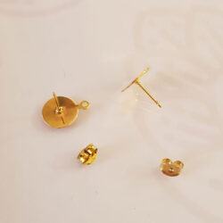10mm Gold Plated Ear Posts W/ Loop