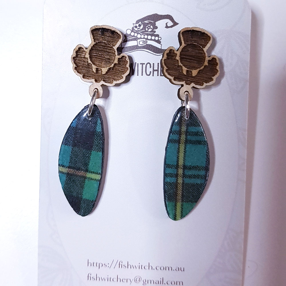 Campbell transfer, sweep cutter and thisle topper earrings