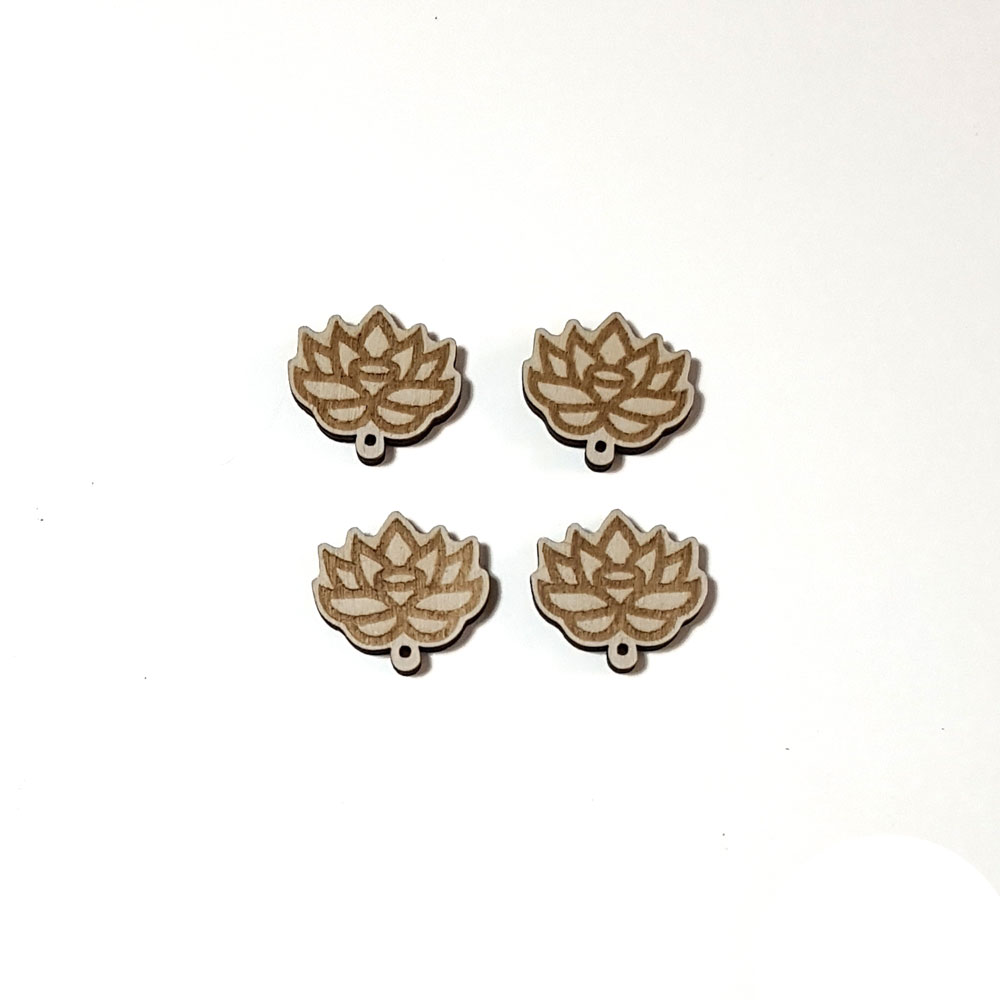 Lotus Engraved Wood Earring Toppers